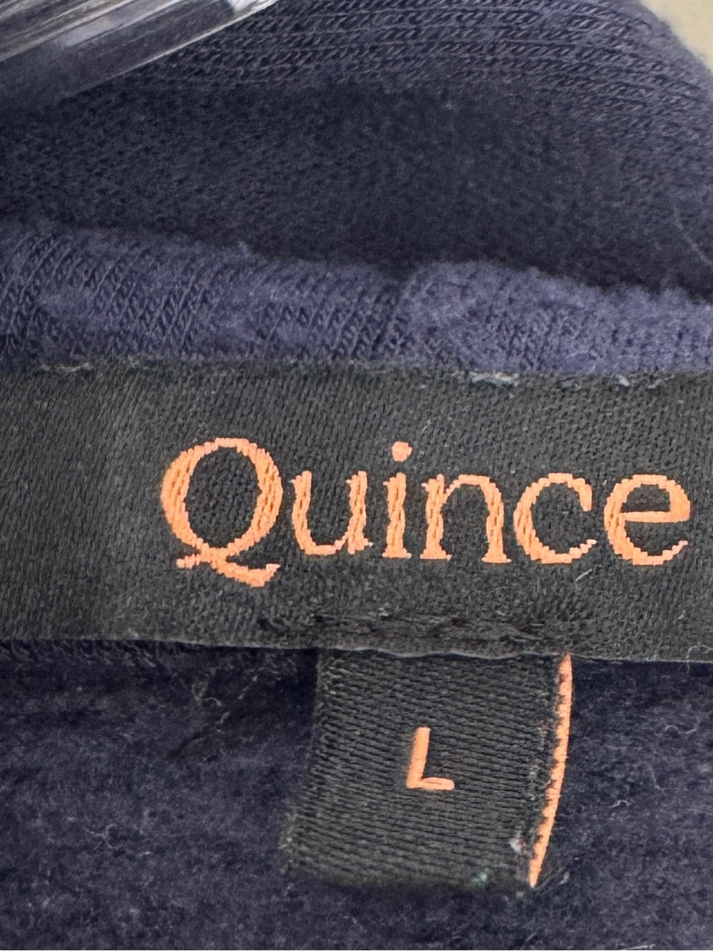 Quince SuperSoft Fleece Pullover Hoodie Navy Size L - Picture 4 of 5